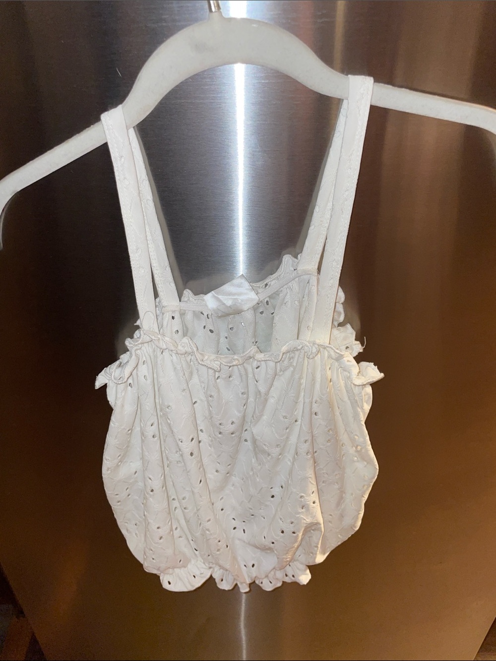 White Eyelet Ruffle Cropped Tank - Picture 3 of 10